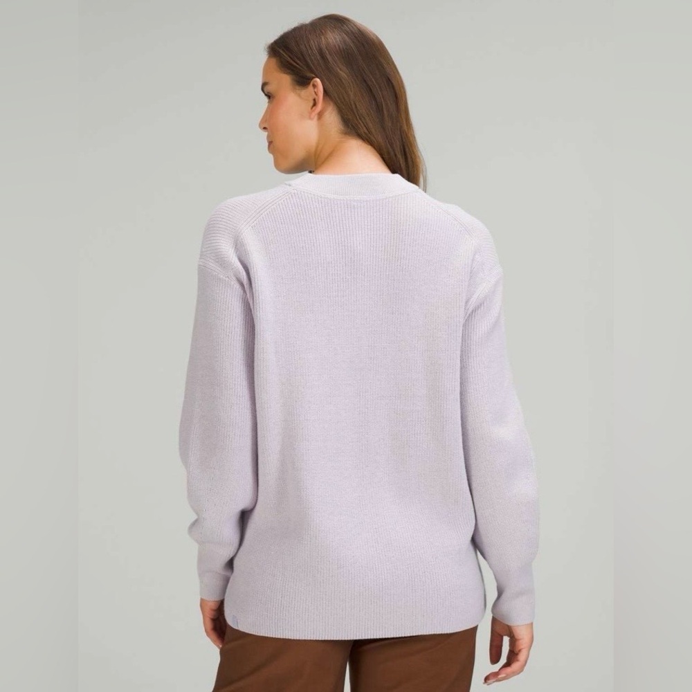 Lululemon Merino Wool Blend Ribbed Crewneck Sweater, Faint Lavender, Size 12 - Picture 3 of 8